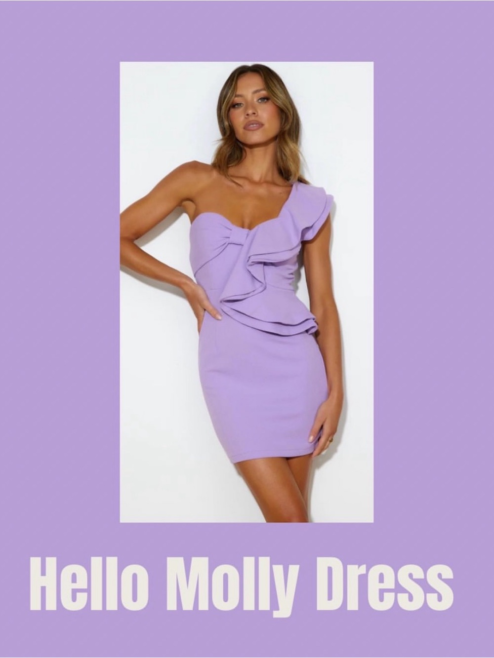 Hello Molly Lavender One-Shoulder Ruffle Mini Dress